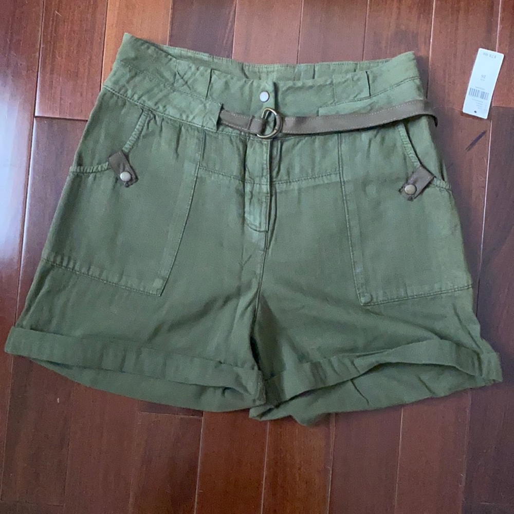 Army Green belted shorts by Anthropologie 26 NWT